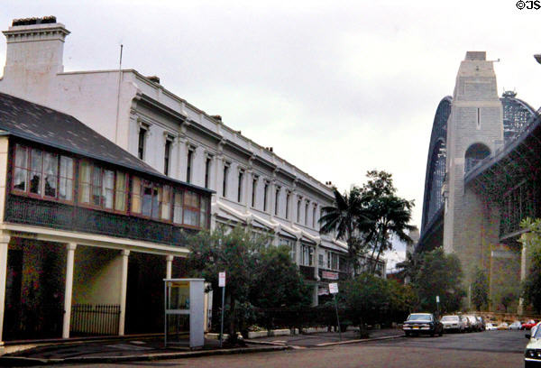 Heritage Rocks district beside Sydney Harbour Bridge. Sydney, Australia.