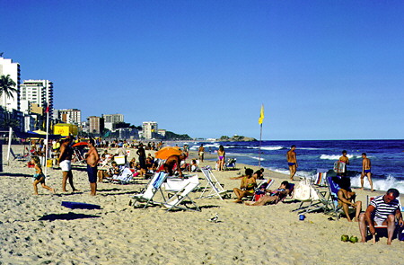 Relaxing on Ipanema beach, Rio de Janeiro. Brazil.