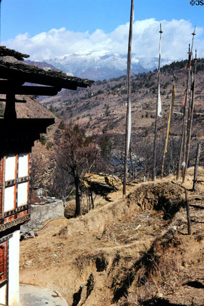 View of mountains from road between Paro & Thimpu. Bhutan.