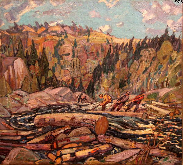 Logging in Nova Scotia painting (1920) by Arthur Lismer at Art Gallery of Ontario. Toronto, ON.