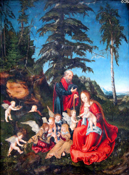 Rest on Flight to Egypt painting (1504) by Lucas Cranach the Elder at Berlin Gemaldegalerie. Berlin, Germany.