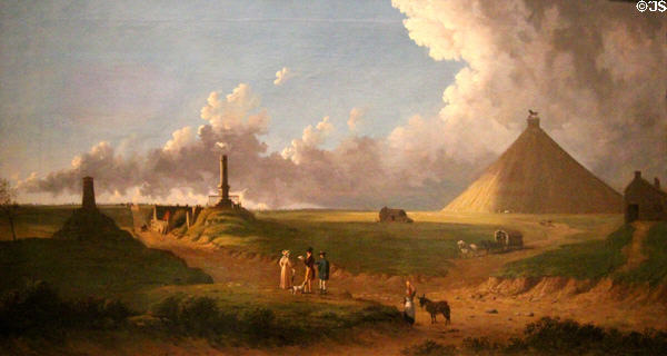 Tourists Visiting Battlefield of Waterloo painting (1825-35) at German Historical Museum. Berlin, Germany.