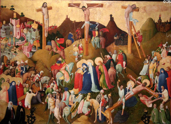 Mount Calvary of the Wasservass Family painting (early 15thC) by Meister des Wasservass'schen Kalvarienbergs in Köln at Wallraf-Richartz Museum. Köln, Germany.