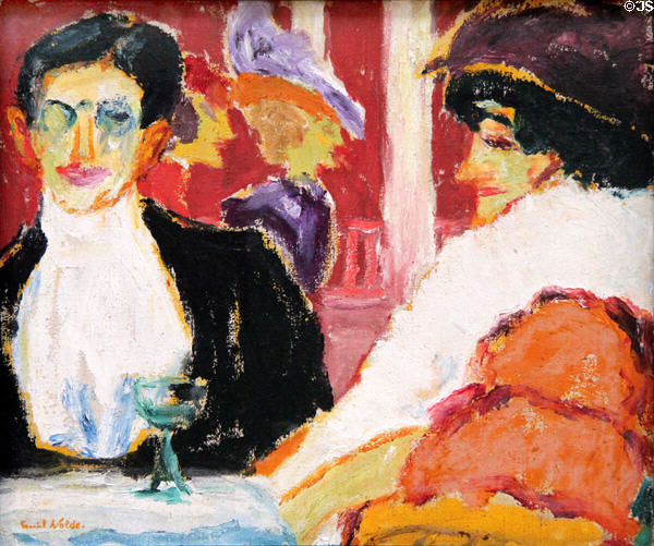 Man & Woman (in Red Salon) painting (1911) by Emil Nolde at Hamburg Fine Arts Museum. Hamburg, Germany.