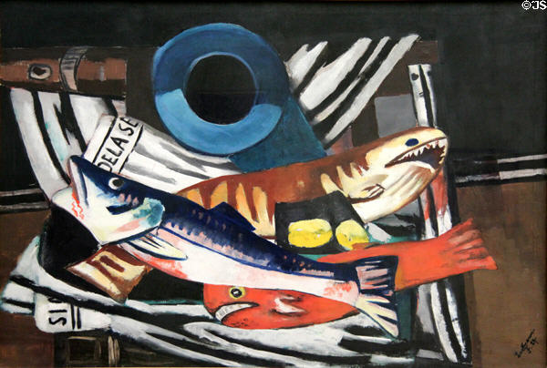 Large Still Life with Fish painting (1927) by Max Beckmann at Hamburg Fine Arts Museum. Hamburg, Germany.