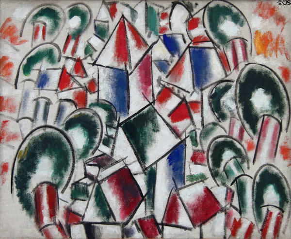 Landscape No. 2 painting (1913) by Fernand Léger at Pinakothek der Moderne. Munich, Germany.