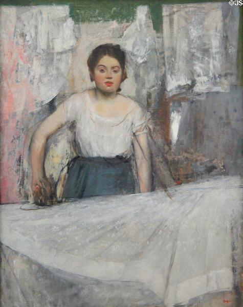 Woman Ironing painting (c1869) by Edgar Degas at Neue Pinakothek. Munich, Germany.