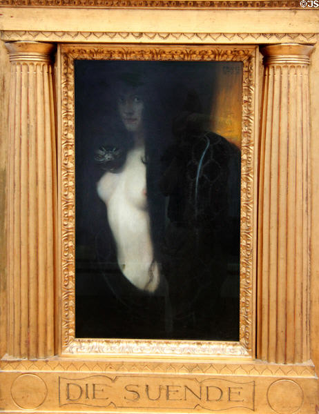Die Sünde painting (1893) by Franz von Stuck at Neue Pinakothek. Munich, Germany.