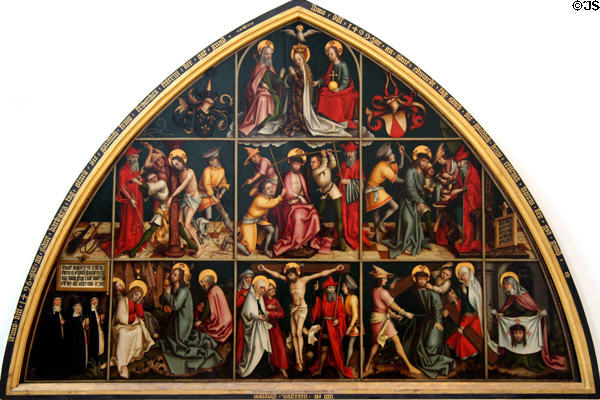 Memorial for Vetter Sisters (donors) multi-part painting (1499) attrib. Hans Holbein Elder depicting scenes from Passion of Christ in Municipal Art Gallery at Schaezler Palace. Augsburg, Germany.
