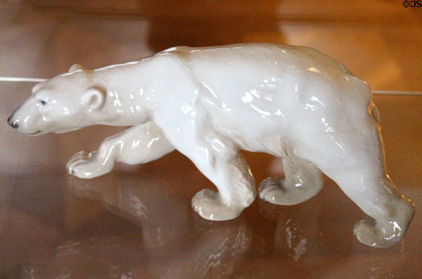 Jugend stil Polar bear porcelain figurine (1910-5) by Niels Nielsen for Bing & Grøndahl of Copenhagen at Coburg Castle. Coburg, Germany.