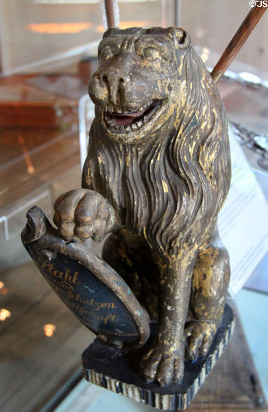 Wood rack in shape of lion (1823) at Imperial Castle. Nuremberg, Germany.