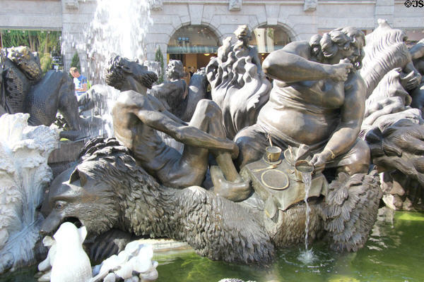 Couple growing fat with gluttony detail on Marriage Carousel sculpture. Nuremberg, Germany.