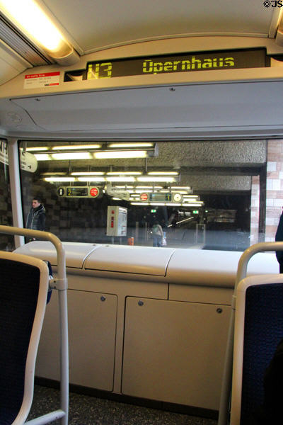 Nuremberg U-Bahn subway car interior. Nuremberg, Germany.