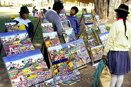 Browsing the Sunday art market in Quito. Ecuador.