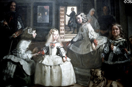 Painting of Family of Philip IV (Las Meninas) (1656) by Diego Velázquez in Prado Museum. Madrid, Spain.