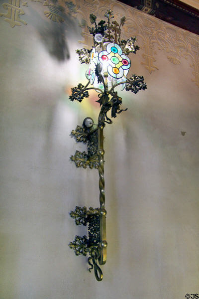 Metal lamp fixture in Casa Amatller. Barcelona, Spain.