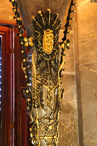 Detail of column in master bedroom at Palau Güell. Barcelona, Spain.