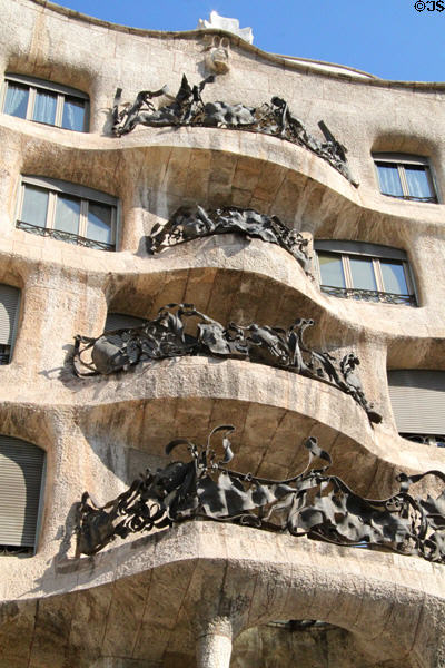 Wrought iron railings of Casa Milà. Barcelona, Spain.