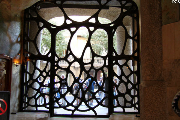 Wrought iron front door of Casa Milà. Barcelona, Spain.