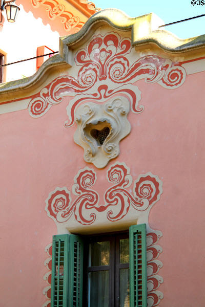 Decoration of Gaudi House in Parc Güell. Barcelona, Spain.