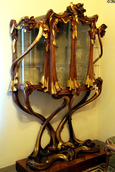 Cabinet designed by Aleix Clapés with advice of Gaudí at Gaudi House Museum in Parc Güell. Barcelona, Spain.