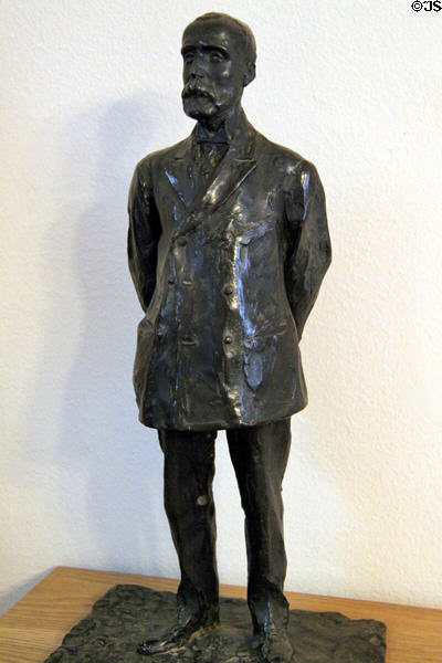 Statue of Antoni Gaudí at Gaudi House Museum in Parc Güell. Barcelona, Spain.