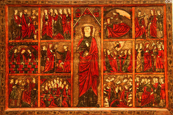 Scenes from life of St Ursula painting (13thC) by Second Master of Bierge at Museu Nacional d'Art de Catalunya. Barcelona, Spain.