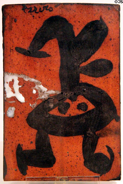 Ceramic plaque by Joan Miro at Ceramics Museum of Barcelona. Barcelona, Spain.