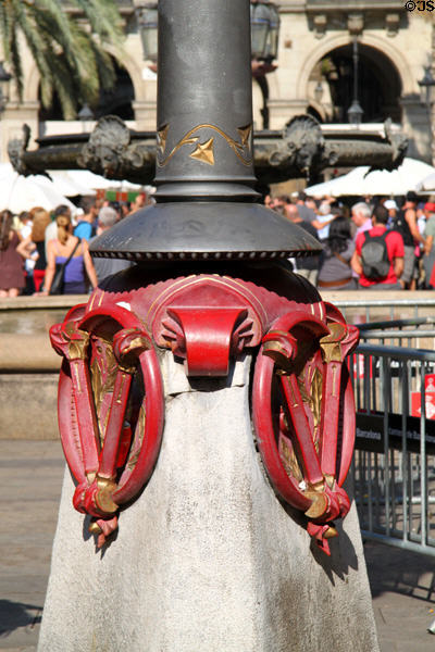 Lampstand (1878) by Antoni Gaudí in Plaça Reial. Barcelona, Spain.