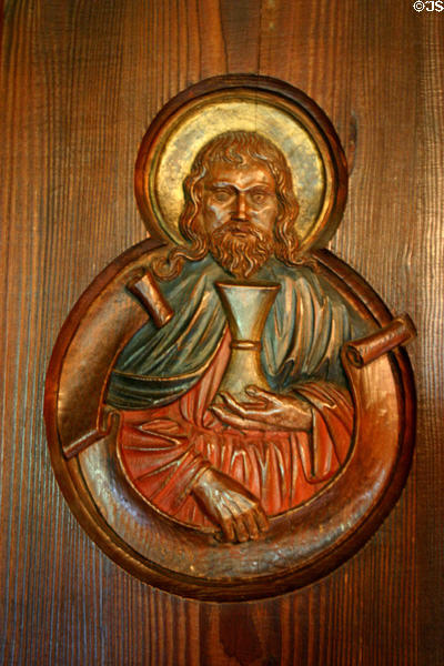 Carved saint in Haut Koenigsbourg. France.