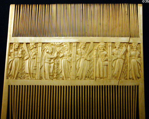 Carved ivory comb used by St Bernard (15thC) in Tau Palace. Reims, France.
