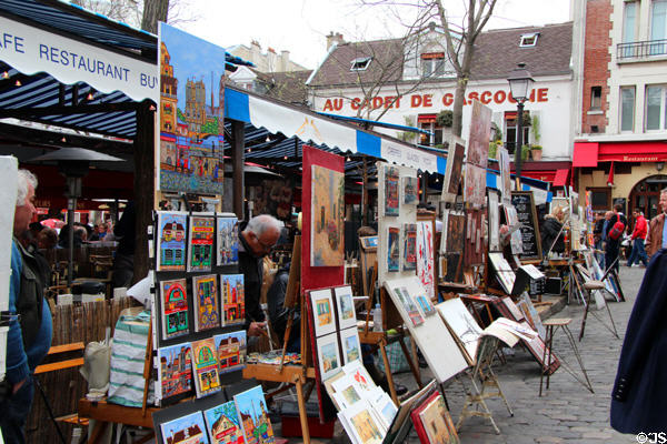 Place du Tertre art market at Montmartre. Paris, France.