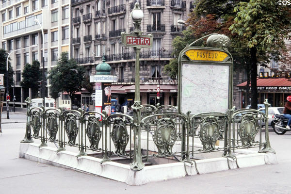 Art Nouveau Paris Metro entrance staircase. Paris, France. Architect: Hector Guimard.