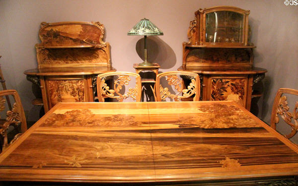 Art Nouveau dining room furniture for Hannon mansion of Brussels (c1904) by Émile Gallé of Nancy at Museum of Decorative Arts. Paris, France.