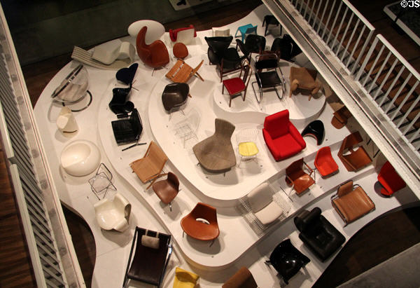 Collection of modern chairs (1900-1962) at Museum of Decorative Arts. Paris, France.