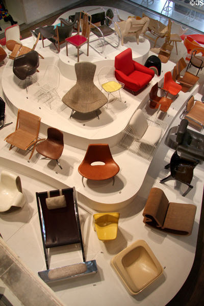 Collection of modern chairs (1900-1962) at Museum of Decorative Arts. Paris, France.
