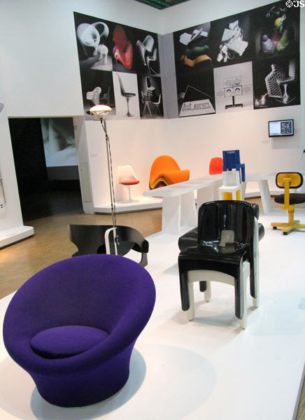 Collection of modern chairs at Georges Pompidou Center. Paris, France.