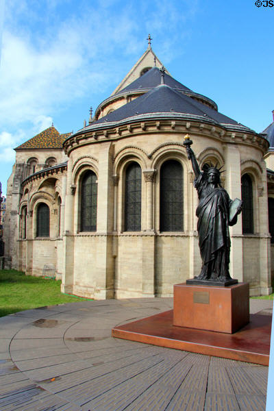 Liberty Enlightening the World (aka Statue of Liberty) by Frédéric Auguste Bartholdi outside Saint-Martin-des-Champs section of Arts et Metiers Museum. Paris, France.