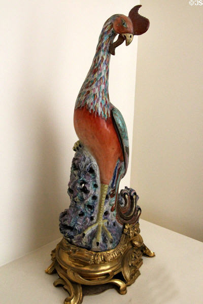 Phoenix on a rock Chinese porcelain (1736-95 Qing dynasty) at Cognacq-Jay Museum. Paris, France.