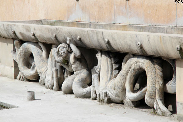 Sea creature support water trough at Palais de Tokyo. Paris, France.