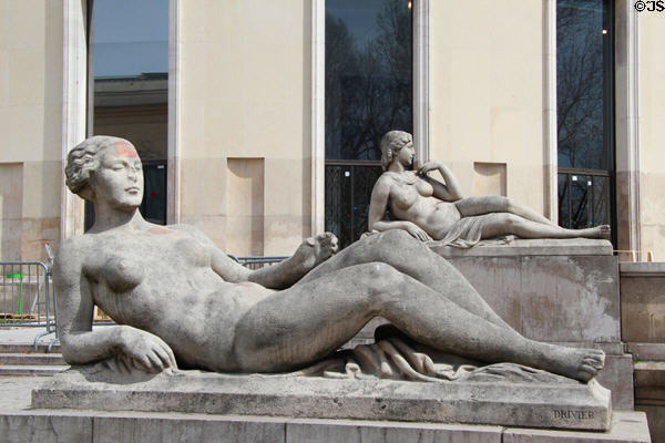 Reclining Art Deco figures at Palais de Tokyo. Paris, France.