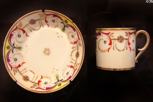 Cup & saucer (1797-1814) by Caen Porcelain Manuf. at Caen Museum of Fine Arts. Caen, France.
