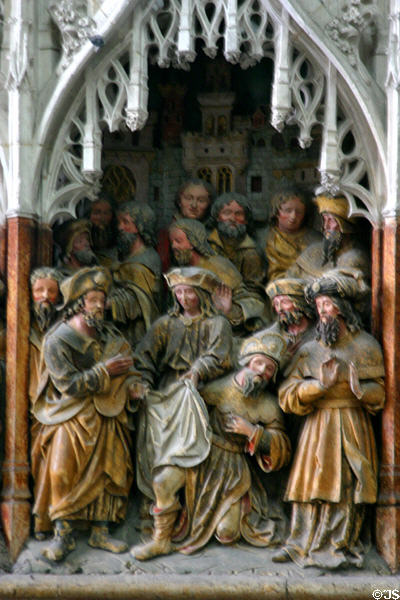 A scene from life of St James the Greater at Amiens Cathedral. Amiens, France.