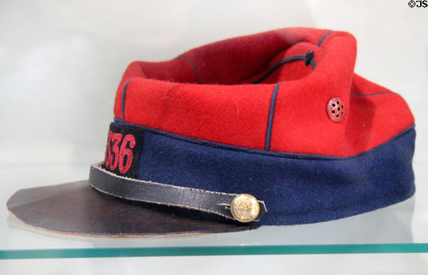Copy of French infantry kepi (cap) worn in 1914 at Armistice Rail Car Museum. Compiègne, France.