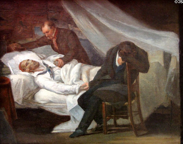 Death of Théodore Géricault painting after Ary Scheffer at Rouen Museum of Fine Arts. Rouen, France.