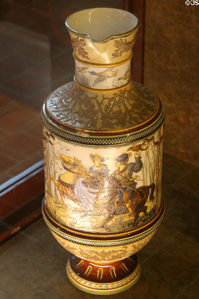 Earthenware pitcher with hunting décor (1892) by Villeroy & Boch of Germany at Blois Chateau. Blois, France.