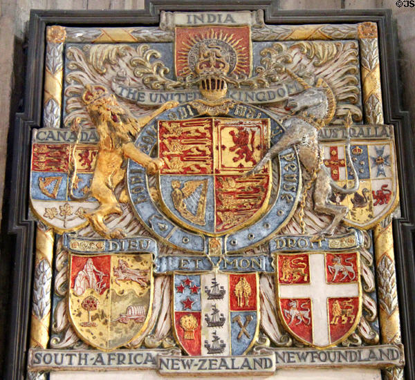 Detail of memorial to British Empire dead of WWI at Orleans Cathedral. France.
