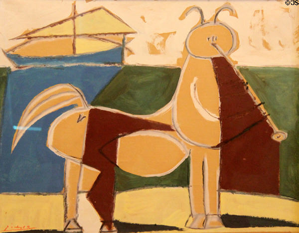 Centaur & Ship (Le Centaure et le navire) paint & charcoal (1946) by Pablo Picasso at Picasso Museum. Antibes, France.