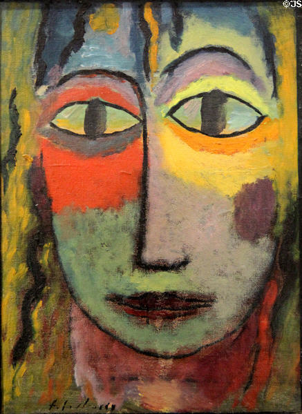 Head of woman Medusa light & shadow painting (1923) by Alexej von Jawlensky at Beaux-Arts Museum. Lyon, France.