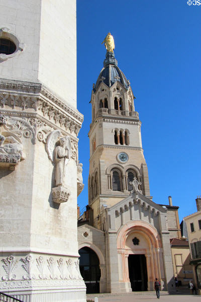 Bell tower of Basilique Notre-Dame de Fourvière. Lyon, France.